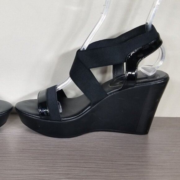 Charles David Criss-Cross Strap Wedge Sandals, Black, Womens Size 8 M - Picture 8 of 13